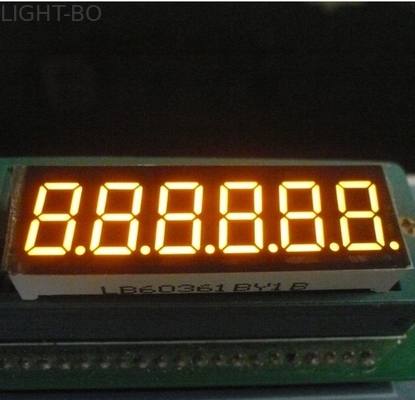 Terus-menerus 6 Digit 7 segmen alfanumerik LED Display Amber 0.36 inci
