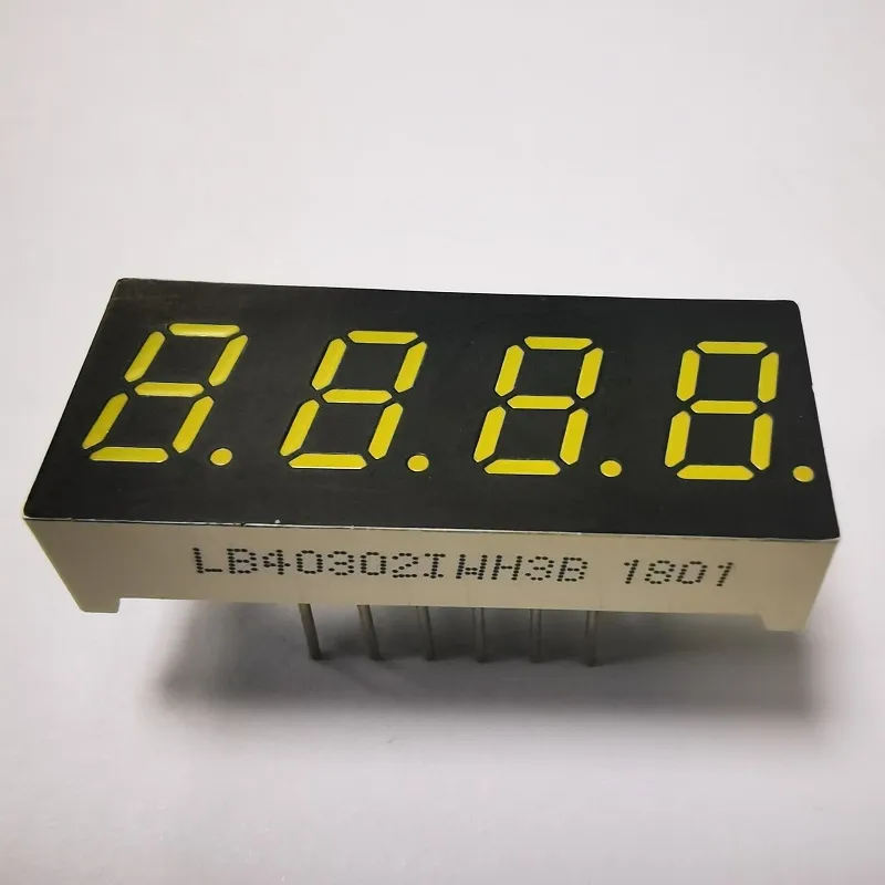 Tampilan LED Segmen 7,62mm 4Digit 7 Putih Anode Umum untuk Indikator Suhu 1