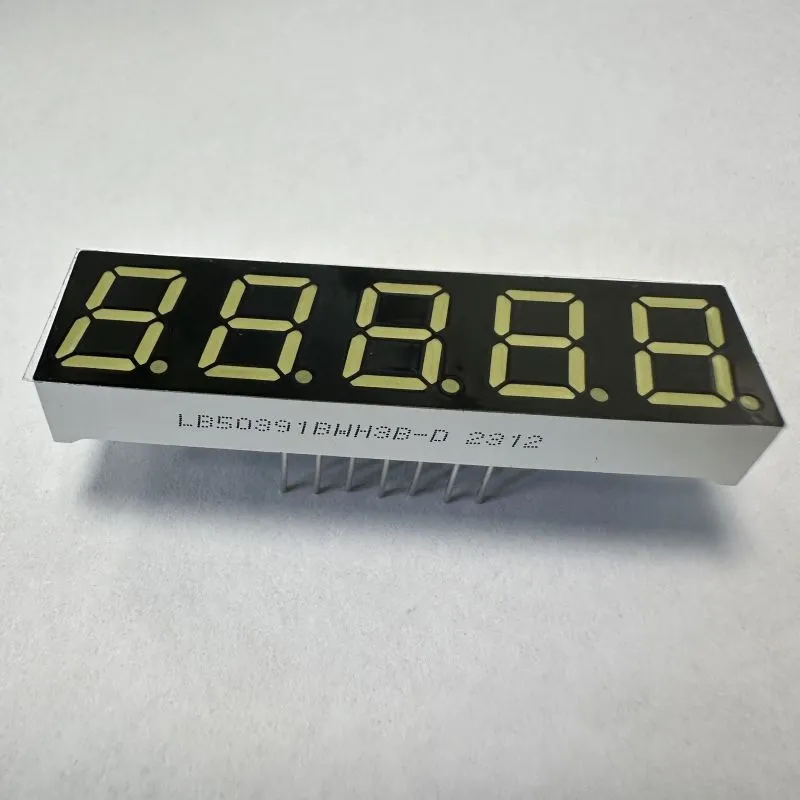 Ultra Putih 7 Segmen LED Tampilan 5 Digit 0.39 inci Anode Umum untuk Indikator Digital 0