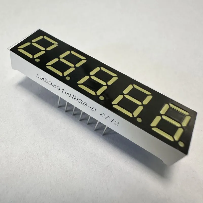 Ultra Putih 7 Segmen LED Tampilan 5 Digit 0.39 inci Anode Umum untuk Indikator Digital 1